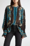 Shop Farm Rio Blossom Tapestry Smocked Top In Blossom Tapestry Black