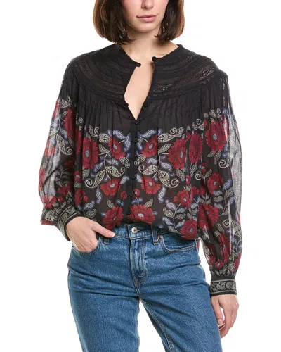 Farm Rio Blouse In Valentina Black Long