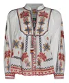 Farm Rio Blouse With Multicoloured Floral Embroidery In White