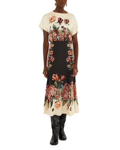 Farm Rio Blouson Bodice Midi Dress In Multi