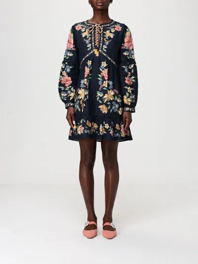 Farm Rio Maira Floral Mini Dress With Lace-up Neck In Multi