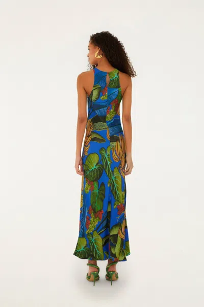 Farm Rio Blue Banana Grapes Sleeveless Lenzing Ecovero Maxi Dress In Multi