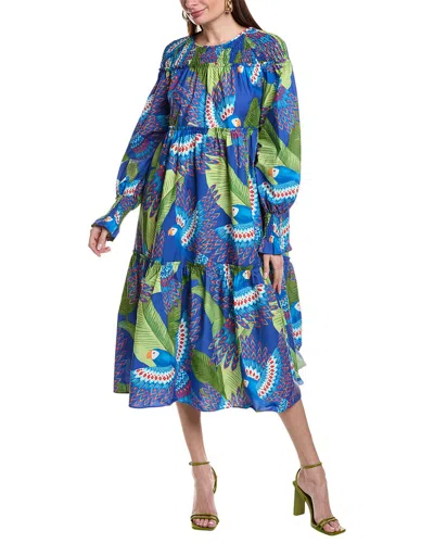 Farm Rio Blue Macaw Midi Dress