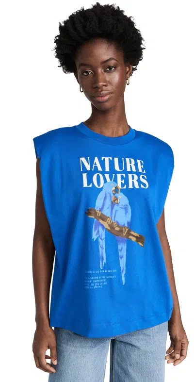 Farm Rio Blue Nature Lovers Pads Muscle Tee Blue