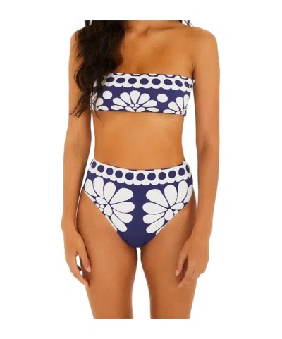 Farm Rio Blue Palermo Strapless Bikini Top