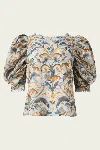 Farm Rio Blue Snake Garden 3d Applique Blouse In Multi