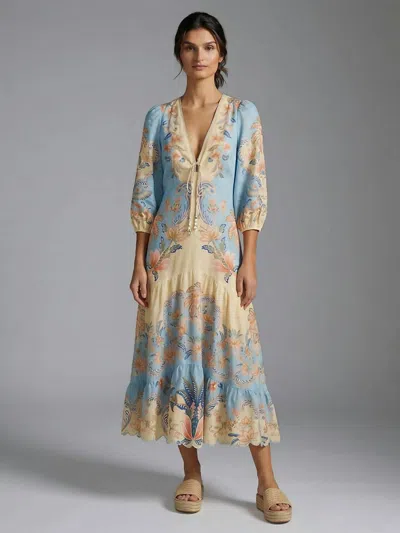Farm Rio Boho Beauty Butter Maxi Dress In Multi In Blue