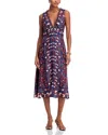 Farm Rio Boho Floral Scarf Print Sleeveless Midi Dress In Blue