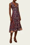 Farm Rio Boho Floral Scarf Navy Blue Midi Dress In Blue
