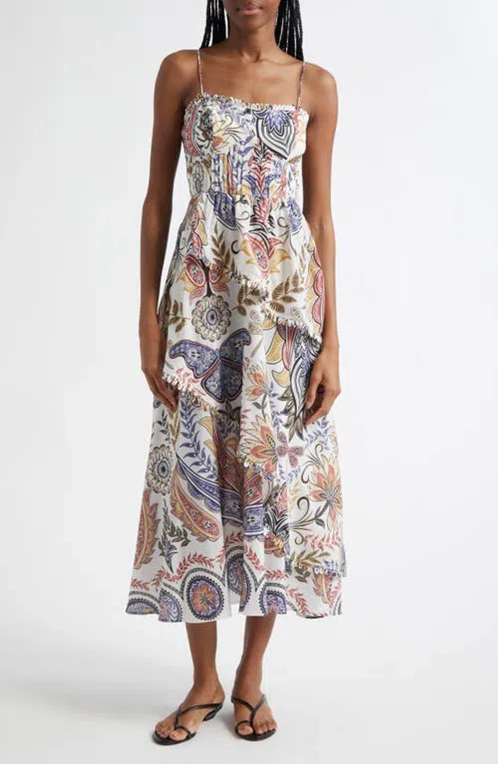 farm rio boho glam dress FARM Rio Boho Glam Off White Midi Dress