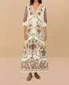 Farm Rio Boho Glam Maxi Dress In Off White