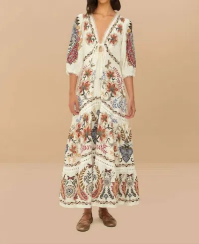Farm Rio Boho Glam Maxi Dress In Off White