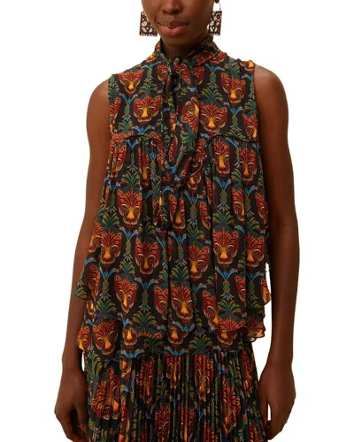 Farm Rio Boho Panther Sleeveless Blouse In Multi