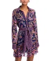 Farm Rio Boho Scarves Mini Dress In Navy Blue In Purple