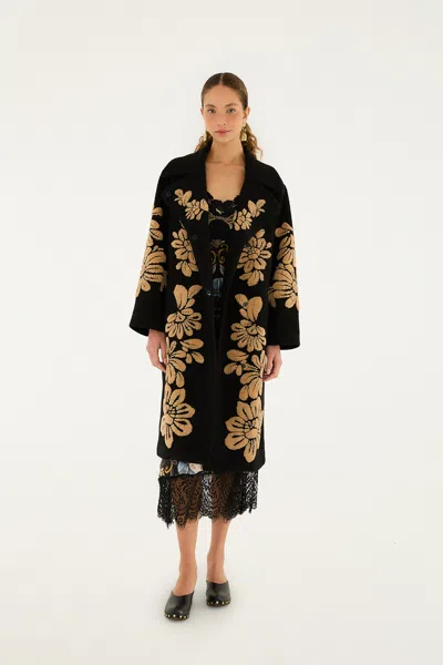 Farm Rio Bold Flowers Black Fleece In Multi