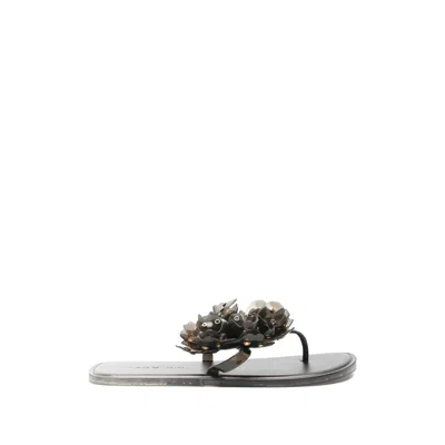 Farm Rio Floral Embellishment Flip-flops In Gray