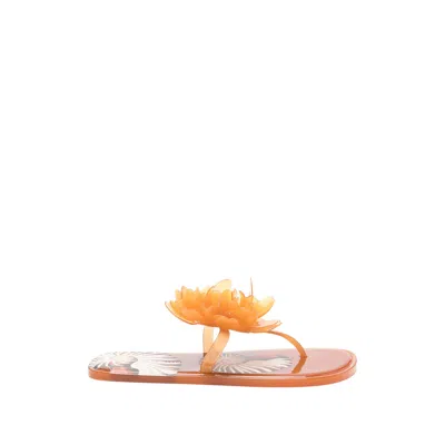 Farm Rio Flower Jelly Flip Flop In Orange