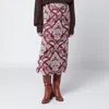 Farm Rio Bordeaux Jacquard Midi Skirt In Burgundy