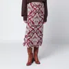 Farm Rio Bordeaux Jacquard Midi Skirt In Burgundy