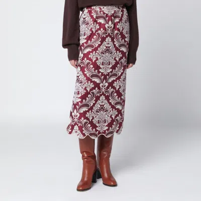 FARM RIO FARM RIO  BORDEAUX JACQUARD MIDI SKIRT