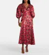 Farm Rio Bossa Banana Metallic Jacquard Maxi Dress In White