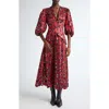 Farm Rio Bossa Banana Metallic Jacquard Maxi Dress In Burgundy Bossa Banana