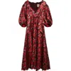 Farm Rio Bossa Banana Metallic Jacquard Maxi Dress In Burgundy Bossa Banana