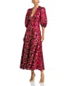 Farm Rio Bossa Banana Metallic Jacquard Maxi Dress In Burgundy Bossa Banana