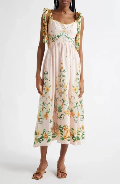 Farm Rio Botanical Beauty Cotton Blend Sundress In Pink