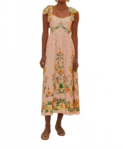 FARM RIO BOTANICAL BEAUTY MIDI DRESS IN PINK