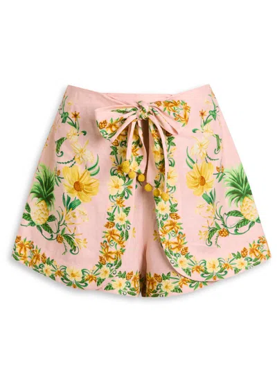 Farm Rio Botanical Floral-print Flax-blend Shorts