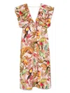 Farm Rio Into The Jungle Pink Sleeveless Midi Dress Into The Jungle Pink In Pink