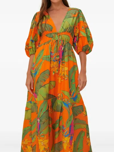 Farm Rio Botanical-print Midi Dress In Multi