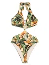 Farm Rio Botanical-print Swimsuit In Yellow