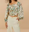 Farm Rio Botanicals Lace Blouse In Off-white In Multi