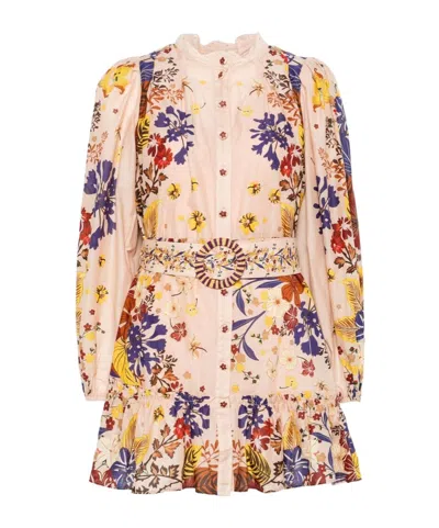 FARM RIO FARM RIO BOUQUET MINI DRESS WITH LACE COLLAR
