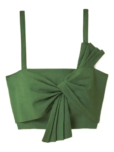 Farm Rio Bow-detail Draped Top In Green