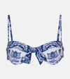 Farm Rio Bow-detail Floral Bikini Top