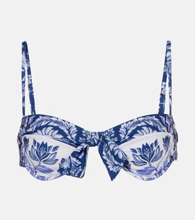 Farm Rio Bow-detail Floral Bikini Top