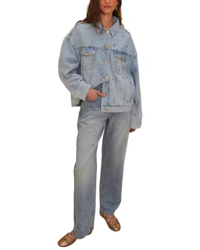 Farm Rio Bows Embroidered Denim Pant In Blue