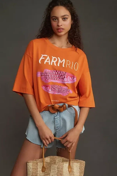 Farm Rio Tropical Fish Cotton Graphic T-shirt In Orange