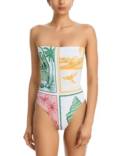 Farm Rio Brasil Vintage One Piece Swimsuit In White