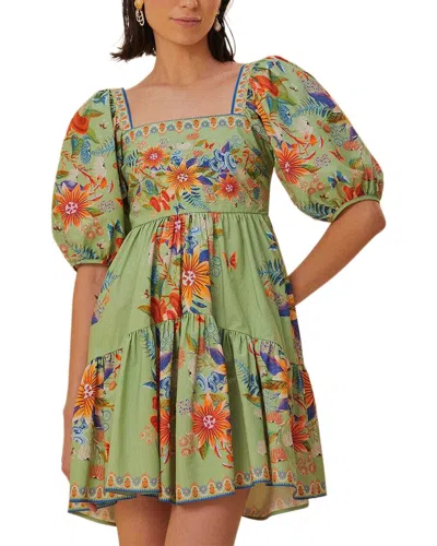 Farm Rio Bright Yard Green Mini Dress