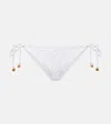 Farm Rio Broderie Anglaise Cotton Bikini Bottoms In White