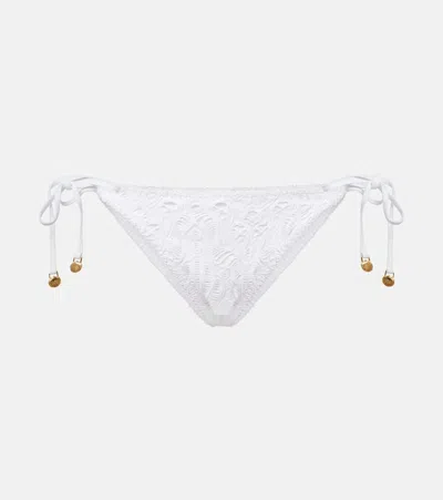 Farm Rio Broderie Anglaise Cotton Bikini Bottoms In White