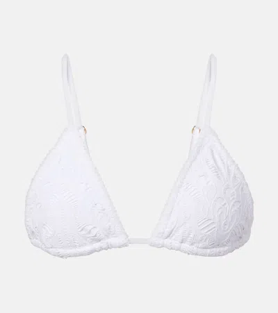 Farm Rio Broderie Anglaise Cotton Bikini Top In White