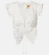 Farm Rio Butterfly Broderie Anglaise Cotton Blouse In White