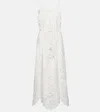 Farm Rio Womens Off-white Richelieu Embroidered Linen-blend Maxi Dress In White