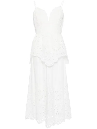 FARM RIO BRODERIE-ANGLAISE MIDI DRESS
