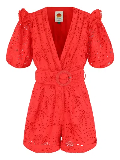Farm Rio Broderie-anglaise Puff-sleeve Playsuit
